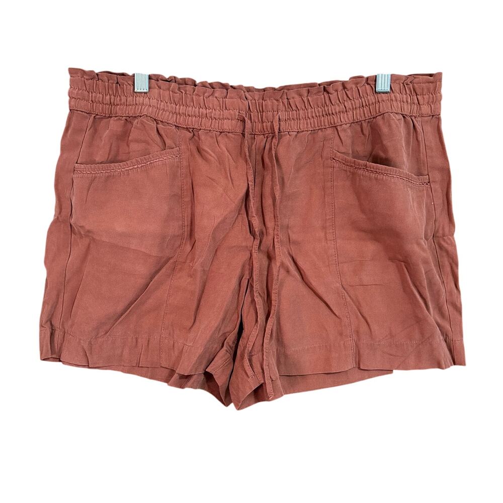 Loft Womens Shorts Rust Orange Pull On Drawstring Loose Fit Midi Pockets Large